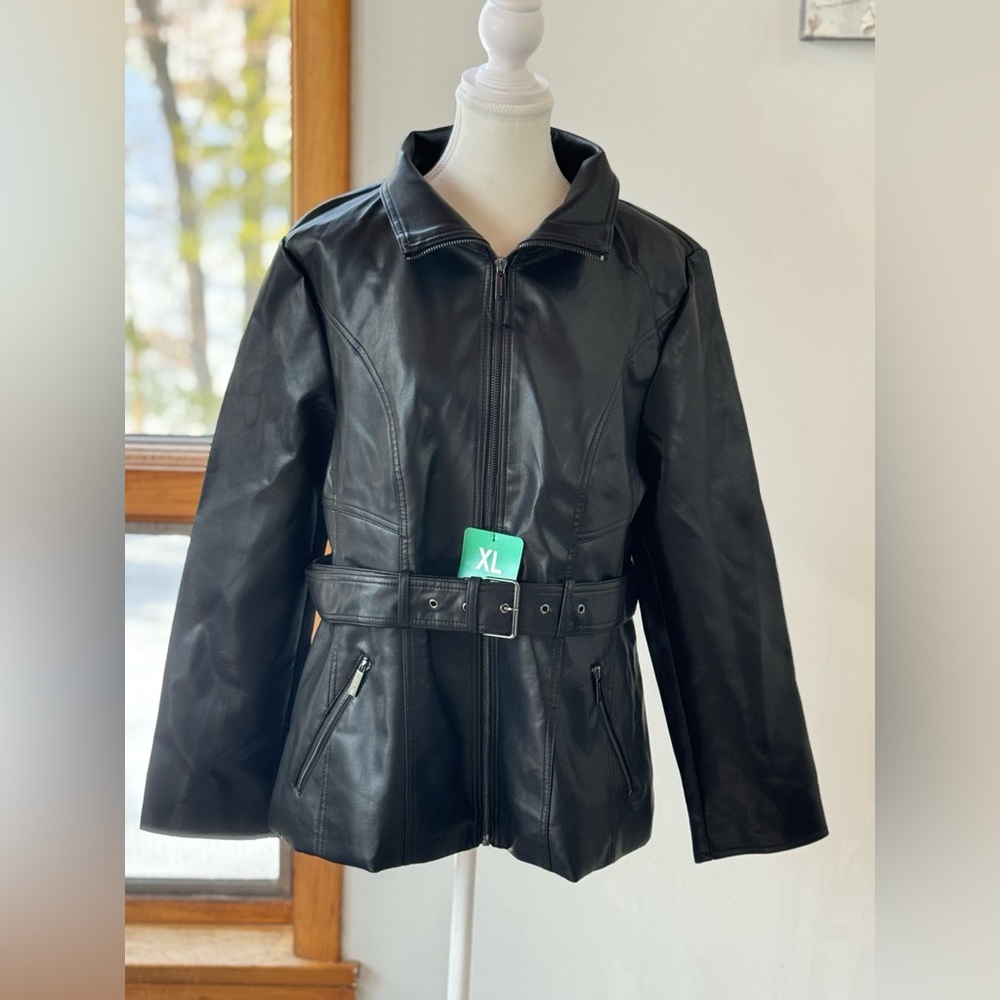 Kenneth Cole Women's Belted Faux Leather Jacket